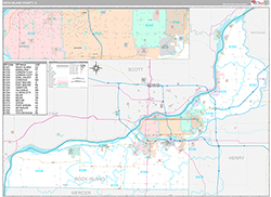 Rock Island County, IL Wall Map Premium Style 2026